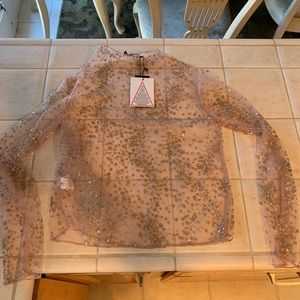 Light pink/gold glittery mesh shirt